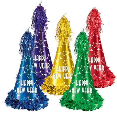 New Year's Eve Gem-Star Party Hats assorted colors - Bulk 25 Pack