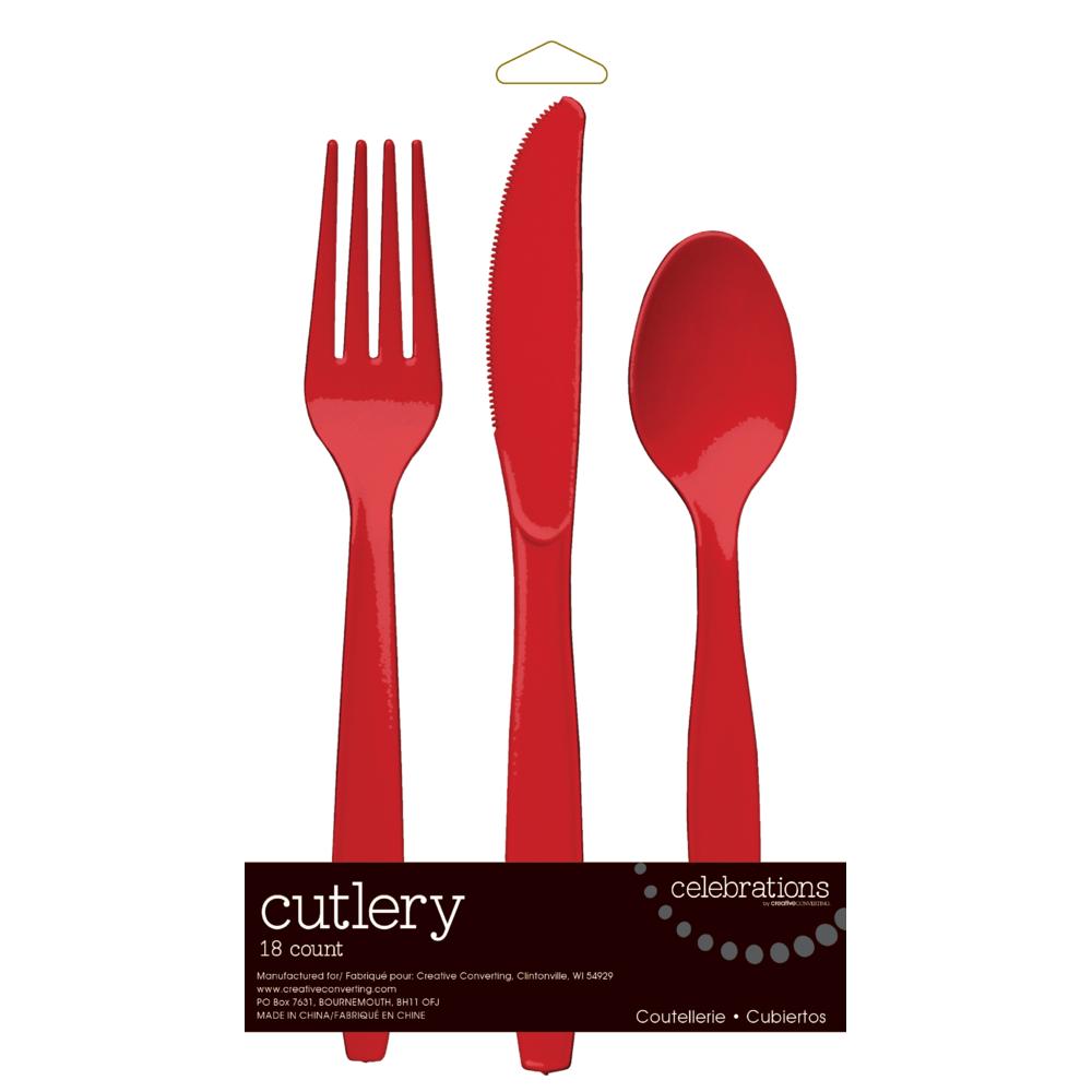 Classic Red Assorted Cutlery, 18 ct Party Decoration
