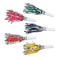 New Year's Eve Fringed Trumpet Noisemakers assorted colors - Bulk 100 Pack
