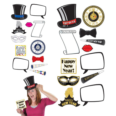 New Year Photo Fun Signs - Bulk 144 Pack