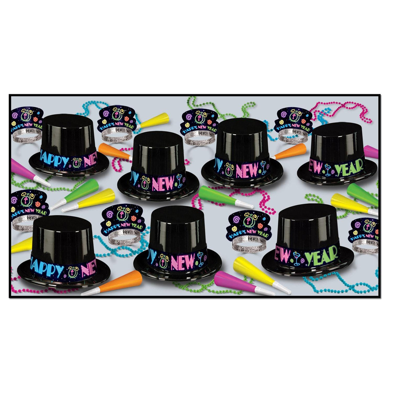 Neon Party New Year's Eve Party Kit for 50 People
