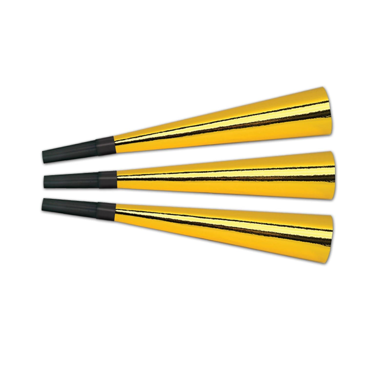 New Year's Eve Packaged Foil Horns - gold - Bulk/180 Horns