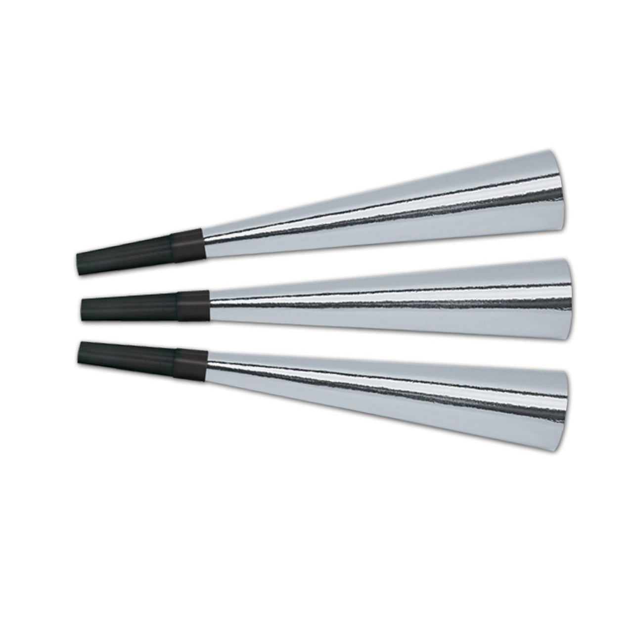 New Year's Eve Packaged Foil Horns - silver - Bulk/180 Horns