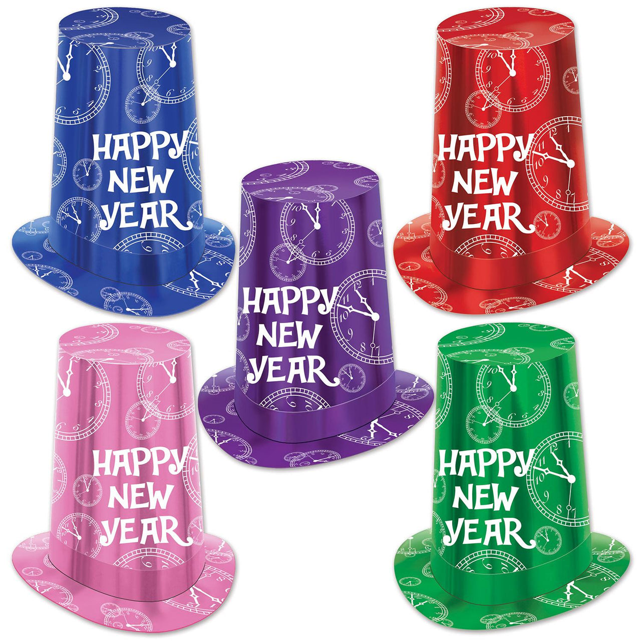 New Year's Eve Midnight Clock Super Hi-Hats - Bulk 25 Pack