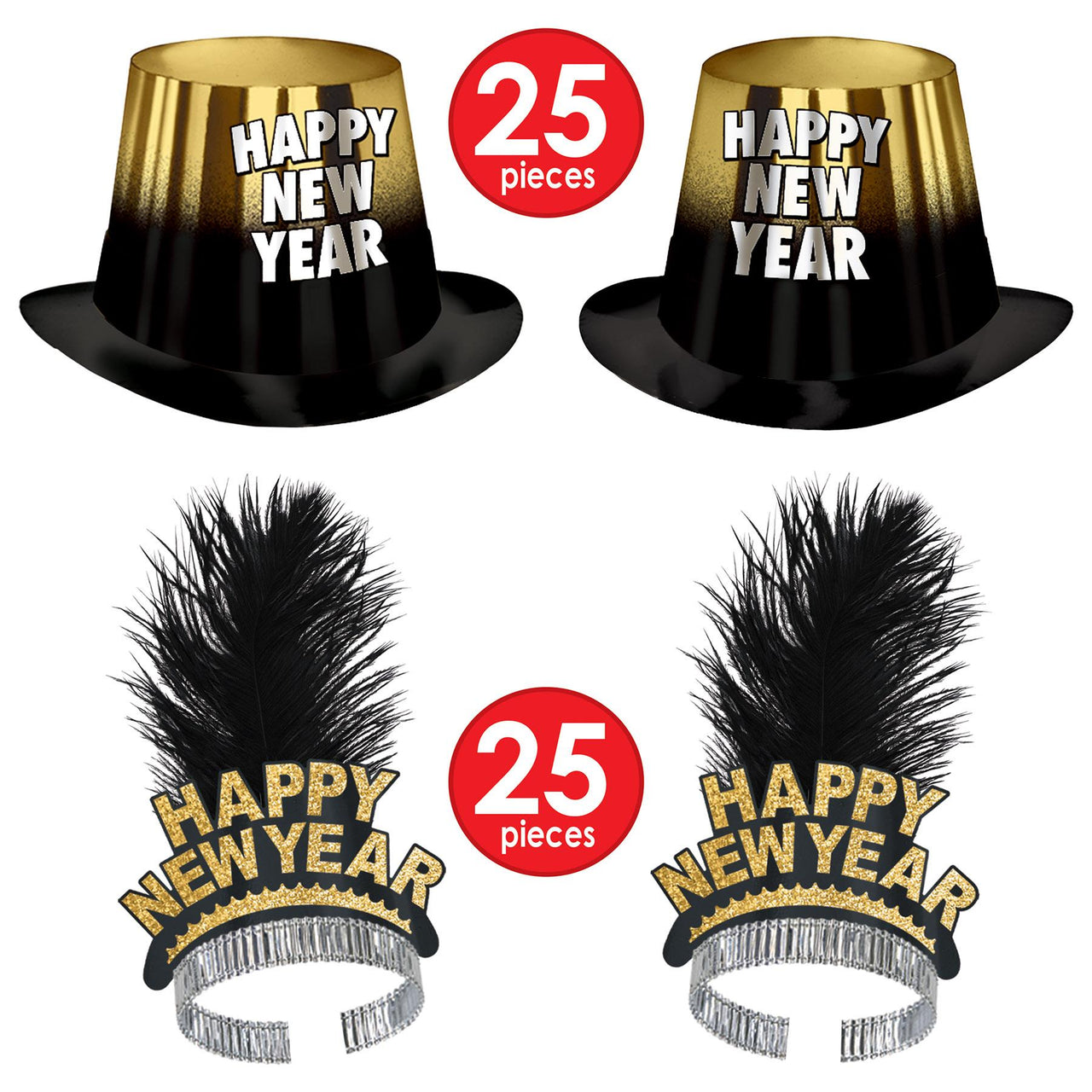 Gold Entertainer New Years Eve Party Kit for 50 People