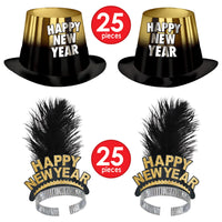 Gold Entertainer New Years Eve Party Kit for 50 People