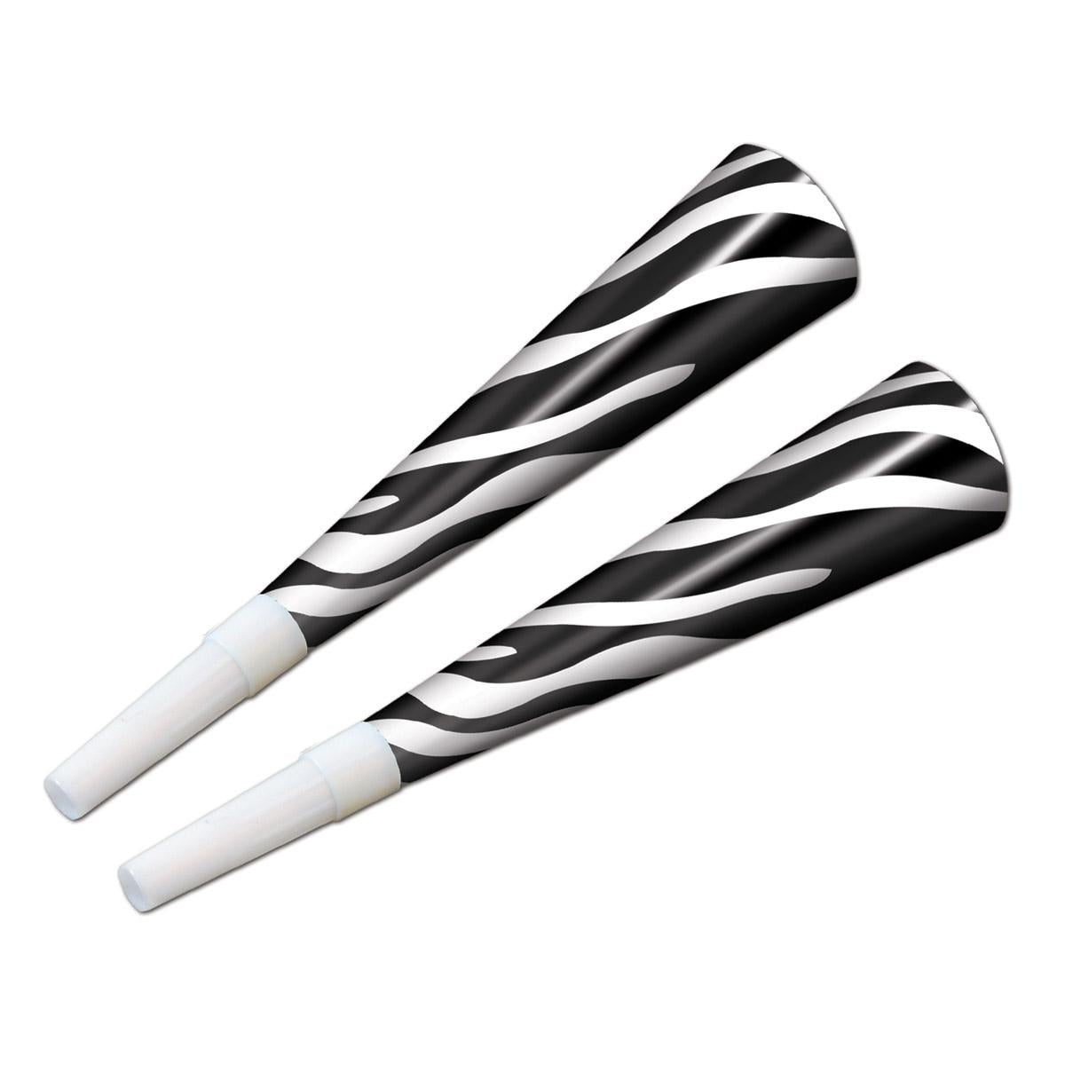 Zebra Print Horns - Bulk 100 Pack