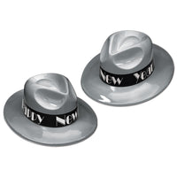 New Year's Eve Silver Swing Fedora, silver with black foil band - Bulk 25 Pack
