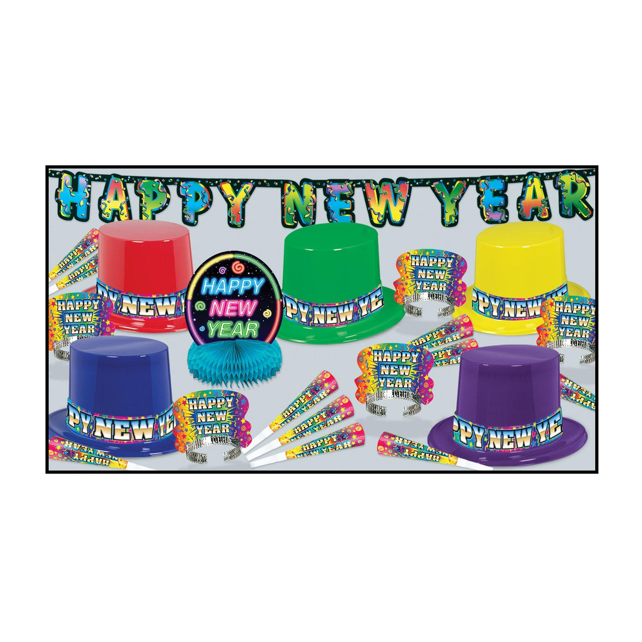 New Year's Eve Rainbow Blast Party Kit for 10