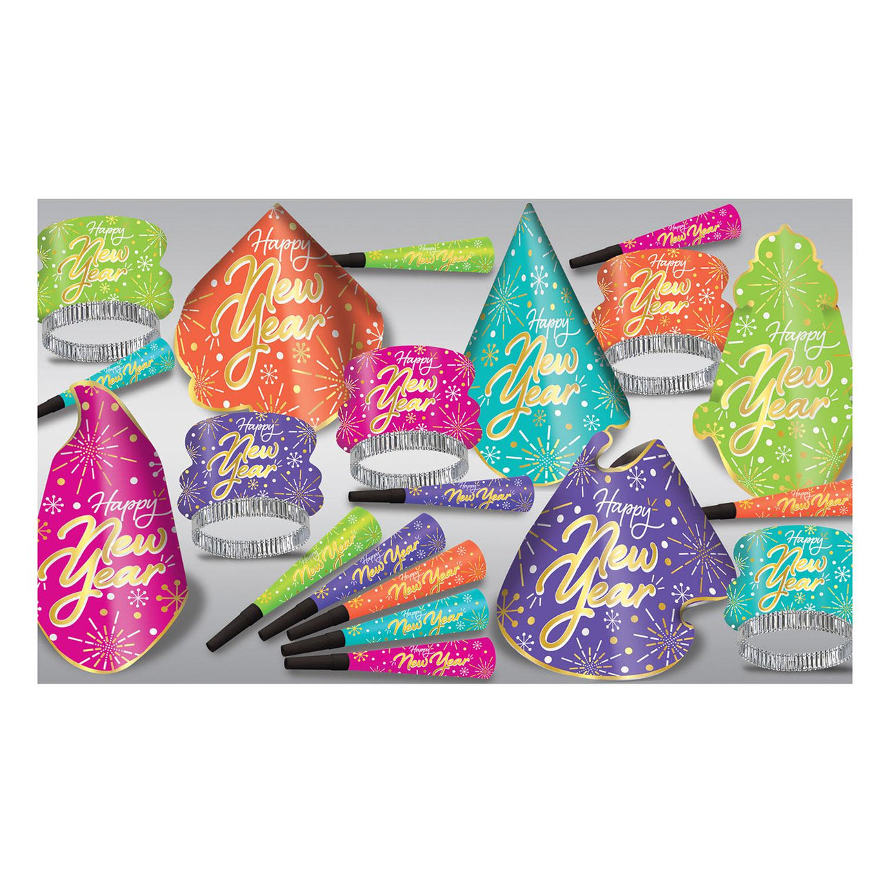 New Year's Eve Neon Burst Party Kit for 10