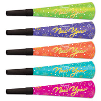New Year's Eve Neon Burst Horns - Bulk 100 Pack
