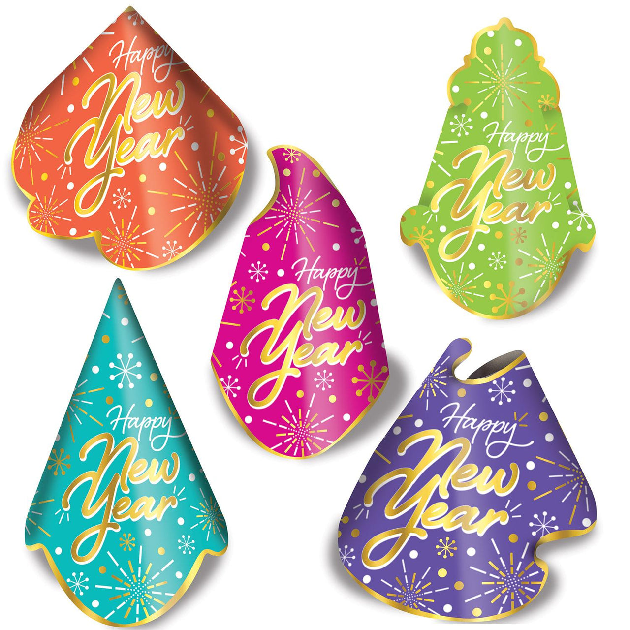 New Year's Eve Neon Burst Hat Assortment - Bulk 50 Pack