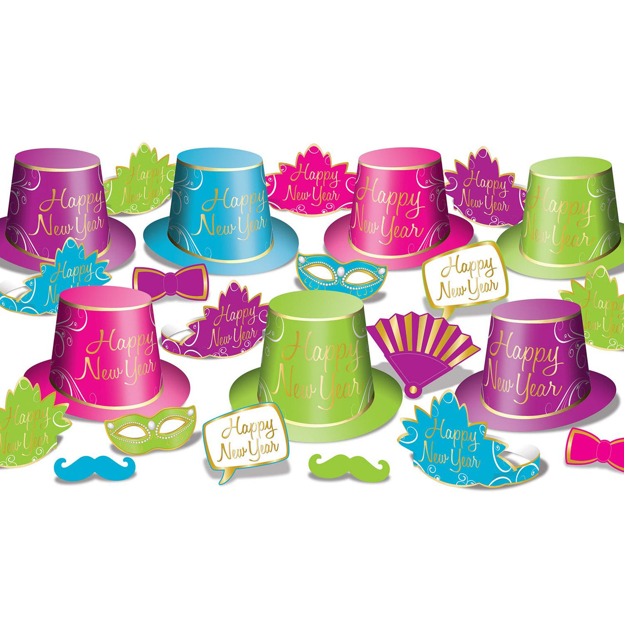 Simply Paper New Year Party Kit for 50- Multicolor