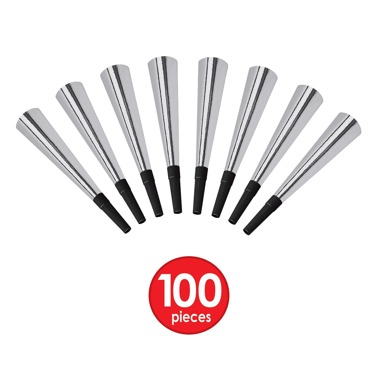 Sparkling Silver New Years Party Horns