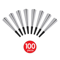 Sparkling Silver New Years Party Horns