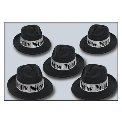 New Year's Eve Silver Swing Fedora Hats - Bulk 25 Pack
