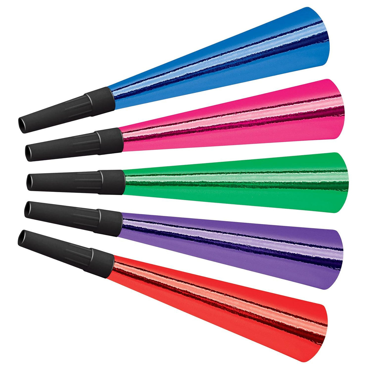 New Year's Eve Foil Horns - Bulk 100 Pack