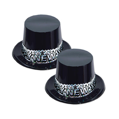 Silver Stardust New Years Party Topper Hat black/silver - Bulk 25 Pack