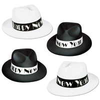 New Year's Eve Chicago Swing Fedora Hats assorted black & white - Bulk 25 Pack