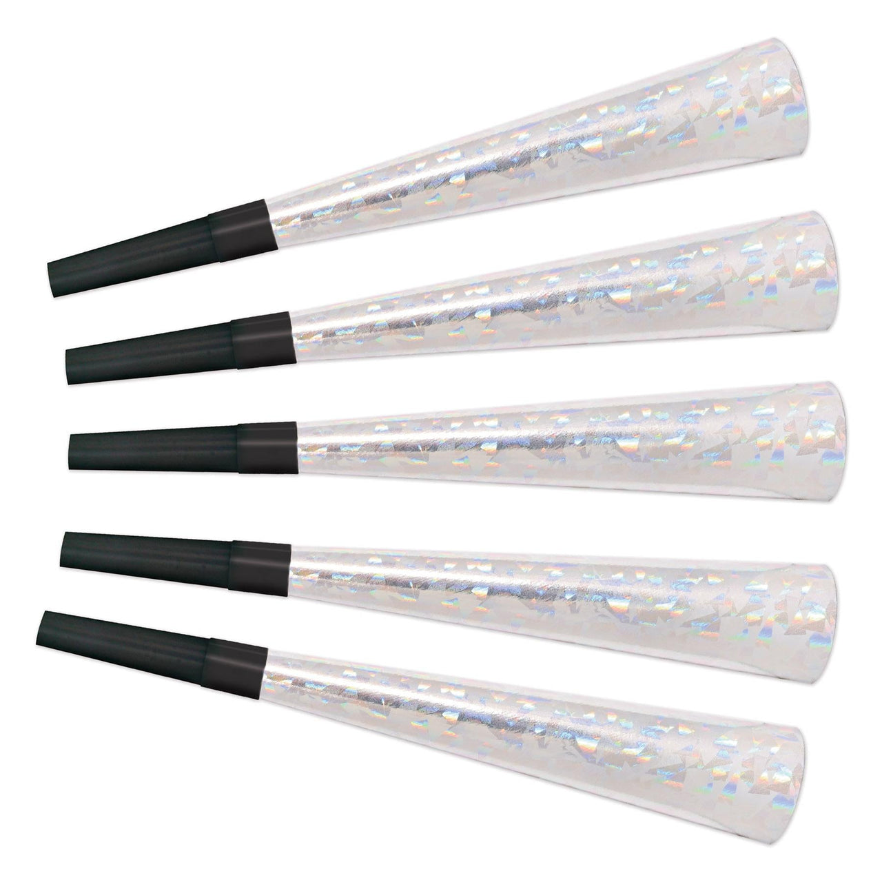 Swingin' Silver New Years Party Horns - Bulk 100 Pack
