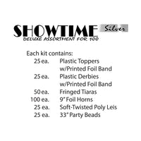 Showtime Silver New Year's Eve Party Kit for 100 People
