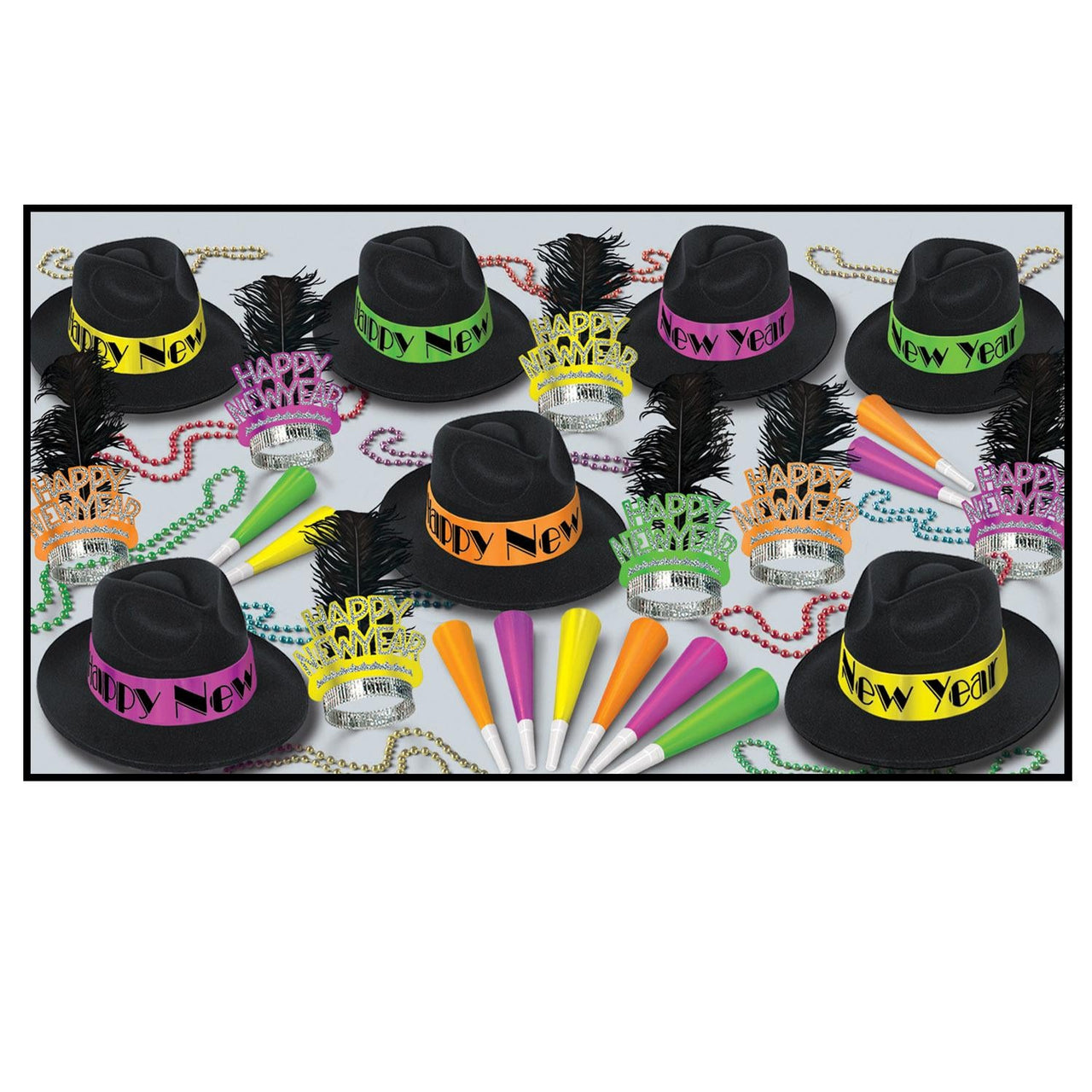 Neon Swing New Year's Eve Party Kit for 50 People