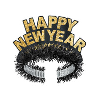 Black/Gold Happy New Year Regal Tiara - Bulk 50 Pack
