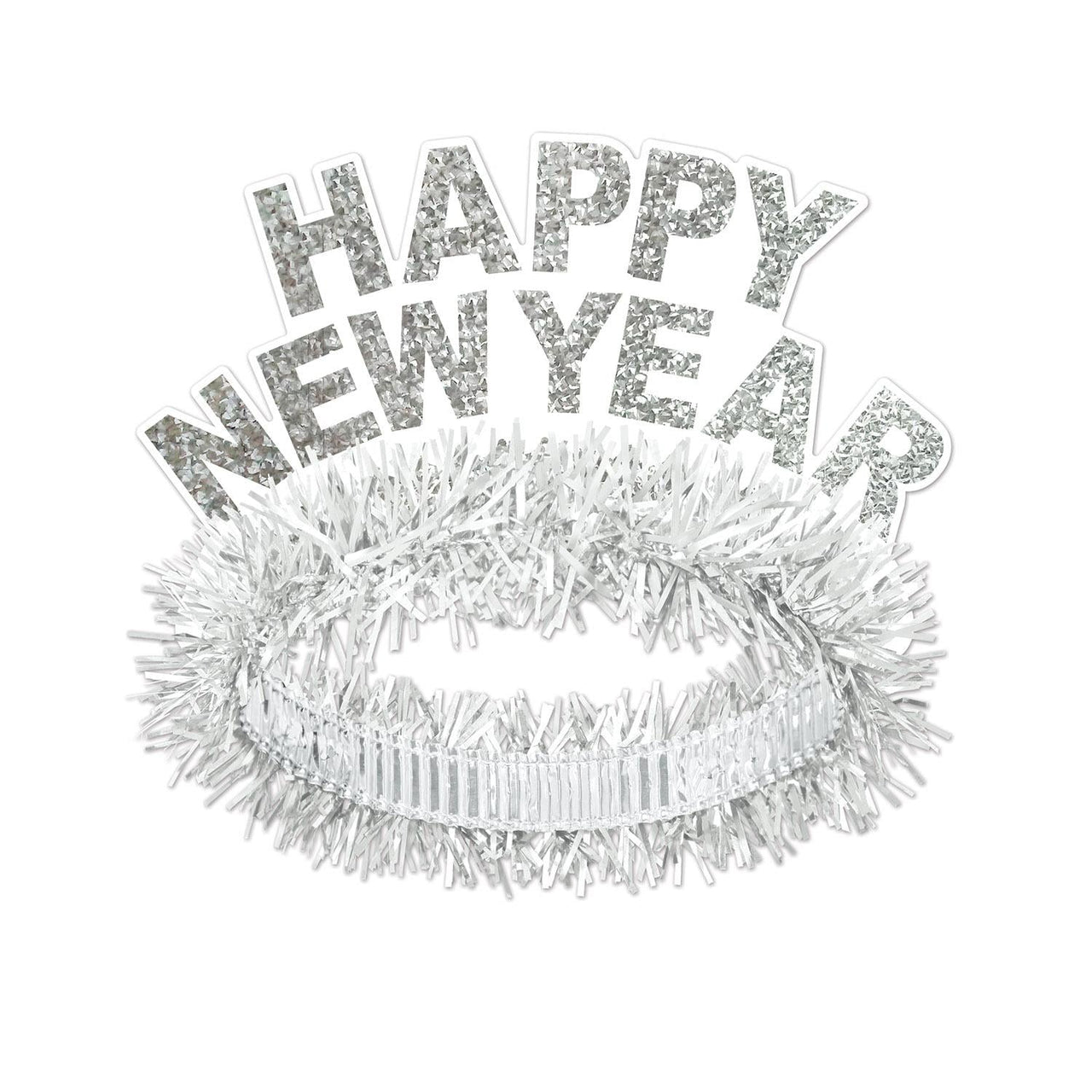 White/Silver Happy New Year Regal Tiara - Bulk 50 Pack