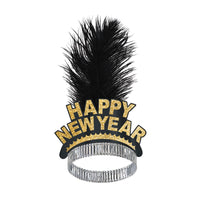 New Year's Eve Black/Gold Swing Tiara - Bulk 50 Pack