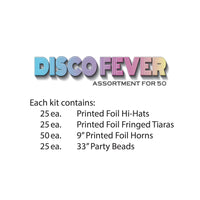Disco Fever Assortment for 50, party supplies, decorations, The Beistle Company, New Years, Bulk, Holiday Party Supplies, Discount New Years Eve 2017 Party Supplies, 2017 New Year's Eve Party Kits, New Year's Party Kits for 50 People