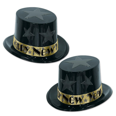New Year Star Topper Hat - Bulk 25 Pack- Black and Gold