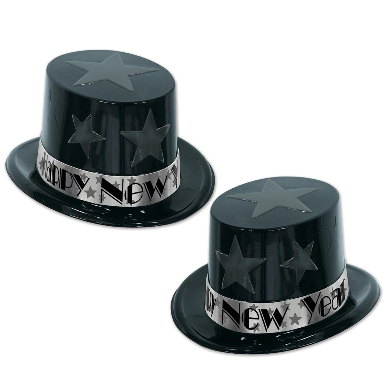 New Year Star Topper Hat- Black and Silver