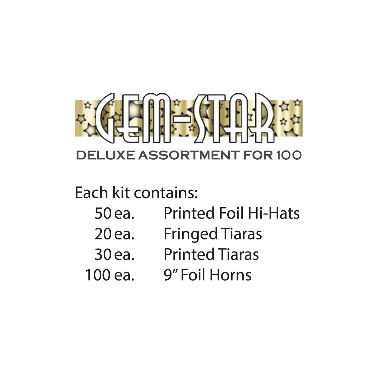 Gem-Star Deluxe Gold New Years Eve Party Kit for 100 People