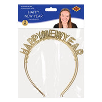 24 Pack Bulk Gold Happy New Year Headbands