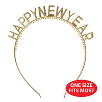 24 Pack Bulk Gold Happy New Year Headbands