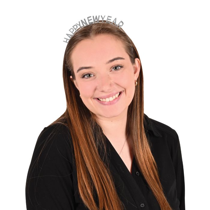 24 Pack Bulk Silver Happy New Year Headbands