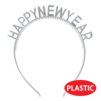 24 Pack Bulk Silver Happy New Year Headbands
