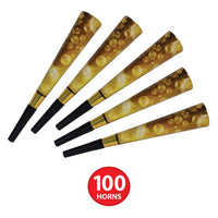 100 Pack Bulk Champagne New Year Horns
