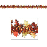 Thanksgiving Metallic Autumn Leaf Garland - Bulk 12 Pack