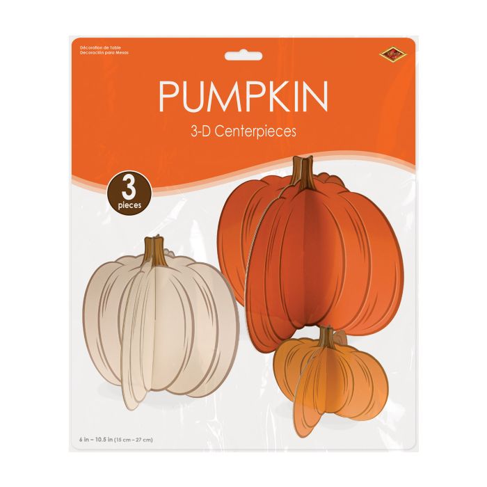 36 Pack Bulk 3-D Pumpkin Centerpieces