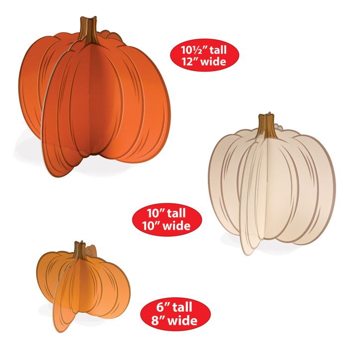 36 Pack Bulk 3-D Pumpkin Centerpieces