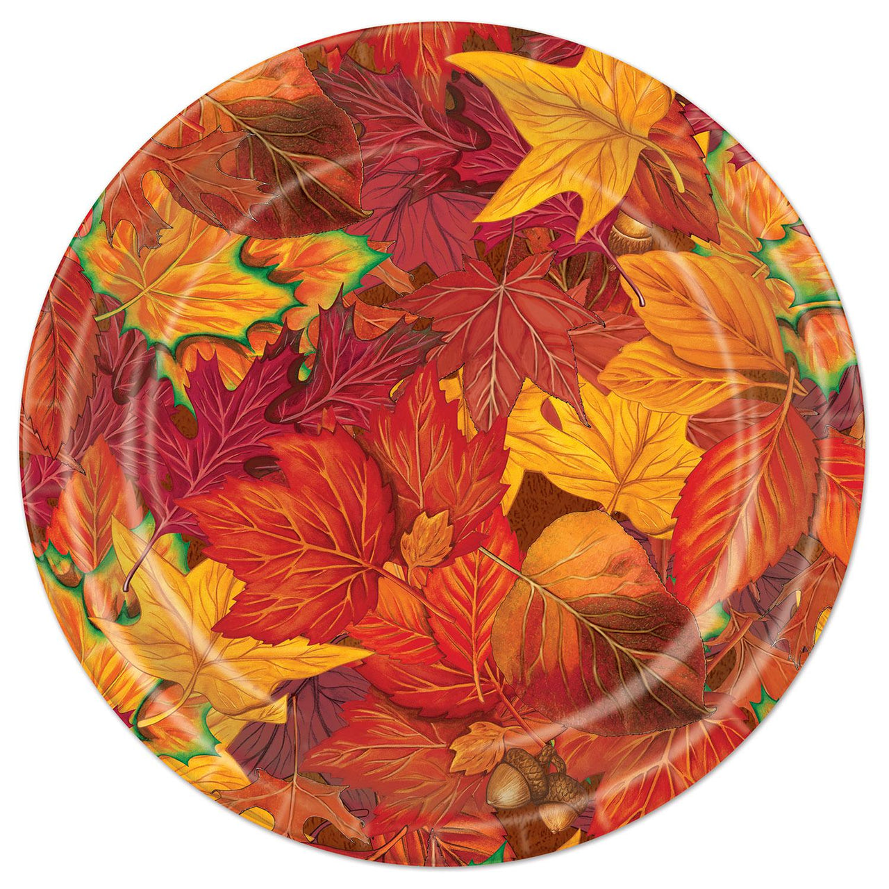 Thanksgiving Fall Leaf Paper Plates 9 inch - Bulk 96 Pack