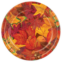 Thanksgiving Fall Leaf Paper Plates 9 inch - Bulk 96 Pack
