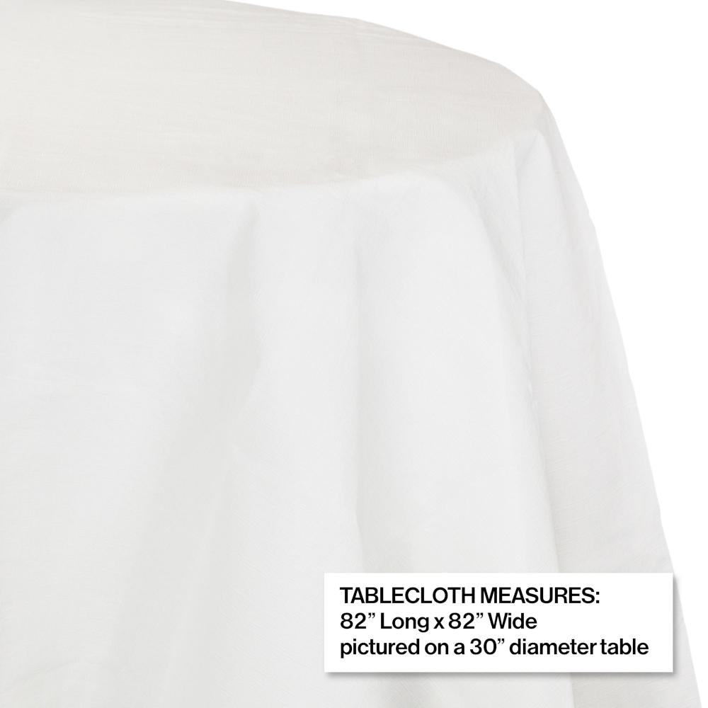 White Round Polylined TIssue Tablecover, 82" Party Decoration