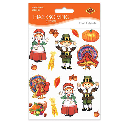 Thanksgiving Pilgrim/Turkey Stickers - Bulk/48 Sticker Sheets