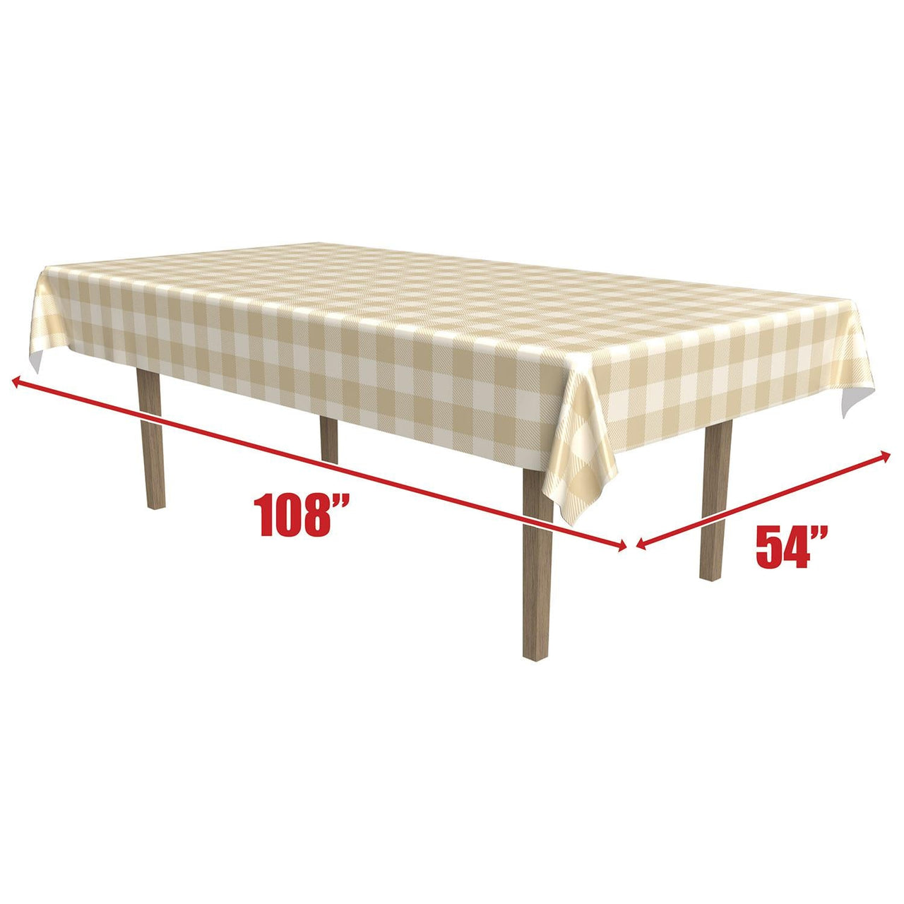 Beistle Plaid Tablecover - Beige & Cream (Case of 12)