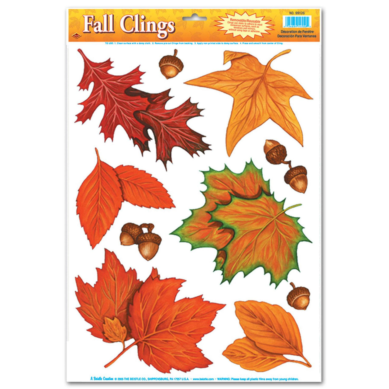 Thanksgiving Fall Leaf Cling Sheets - Bulk/12 Cling Sheets