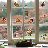 12 Pack Bulk Thanksgiving Pilgrim Window Clings - view 2