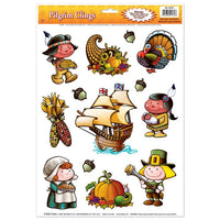 12 Pack Bulk Thanksgiving Pilgrim Window Clings - view 5