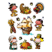 12 Pack Bulk Thanksgiving Pilgrim Window Clings